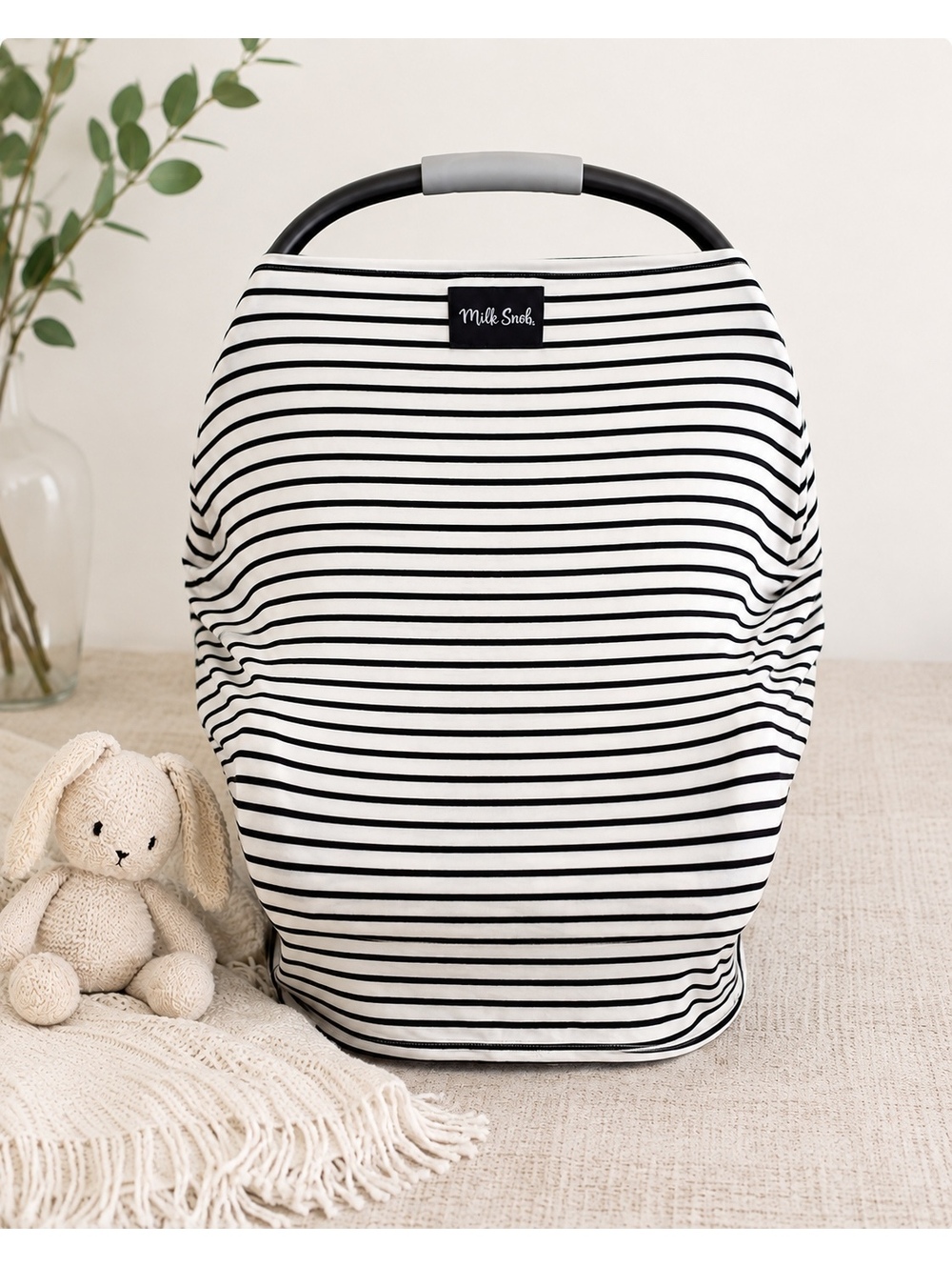 Milk Snob Black White Stripe 5-in-1 Infant Car Seat Nursing Cover